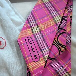 Coach Vibrant Pink and Black Silk Scarf